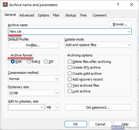 How to create archives in WinRAR