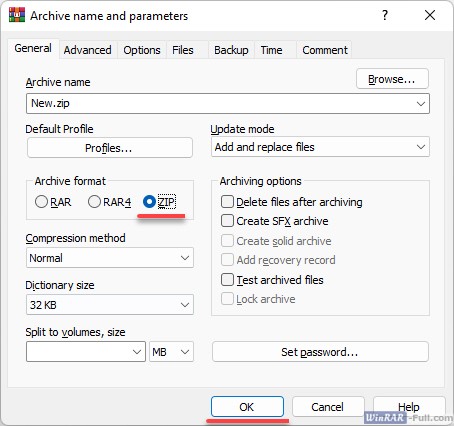 How to create archives in WinRAR