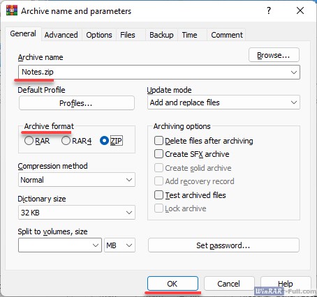 How to create archives in WinRAR