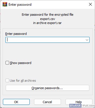 Enter password to extract files from archive