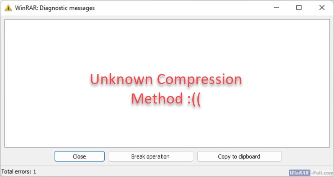 WinRAR error: Unknown Compression Method