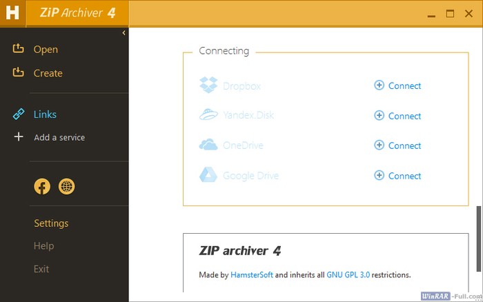 Cloud Storage in Hamster Free ZIP Archiver