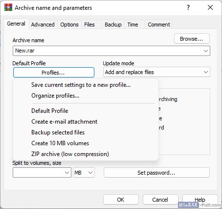 Select compression profile